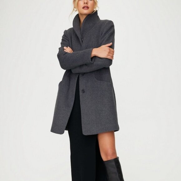 aritzia wilfred cocoon coat wool cashmere blend charcoal grey womens size M - Picture 1 of 8
